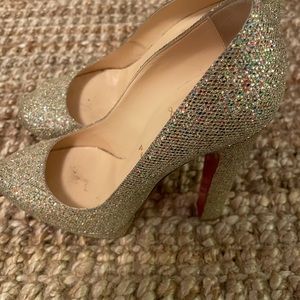 Preloved Christian Louboutin glitter BB platforms